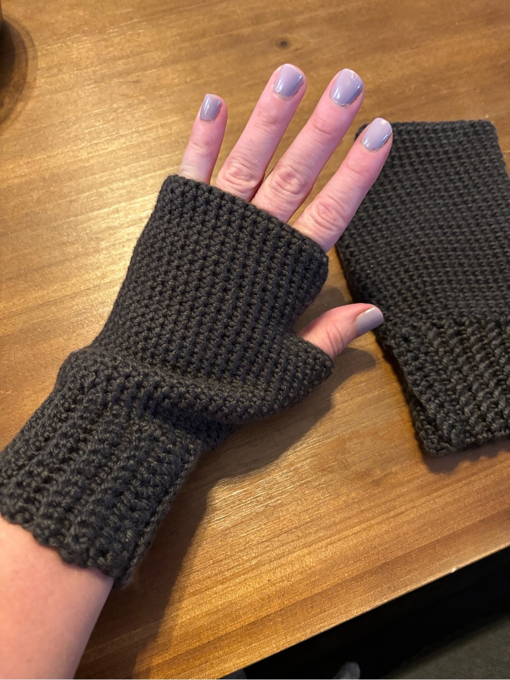 Handmade Charcoal Gray Fingerless Knit Wrist Warmers